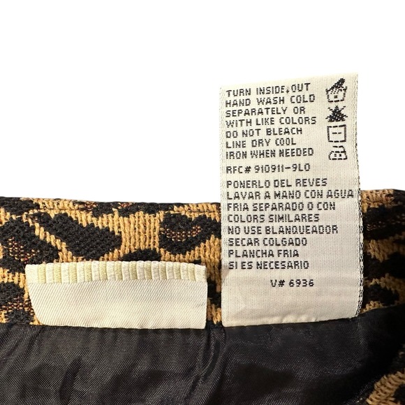 VTG Dark Floral Tapestry Jacket Sz L Fall Leaves Leopard Animal Print White Stag - Picture 14 of 14